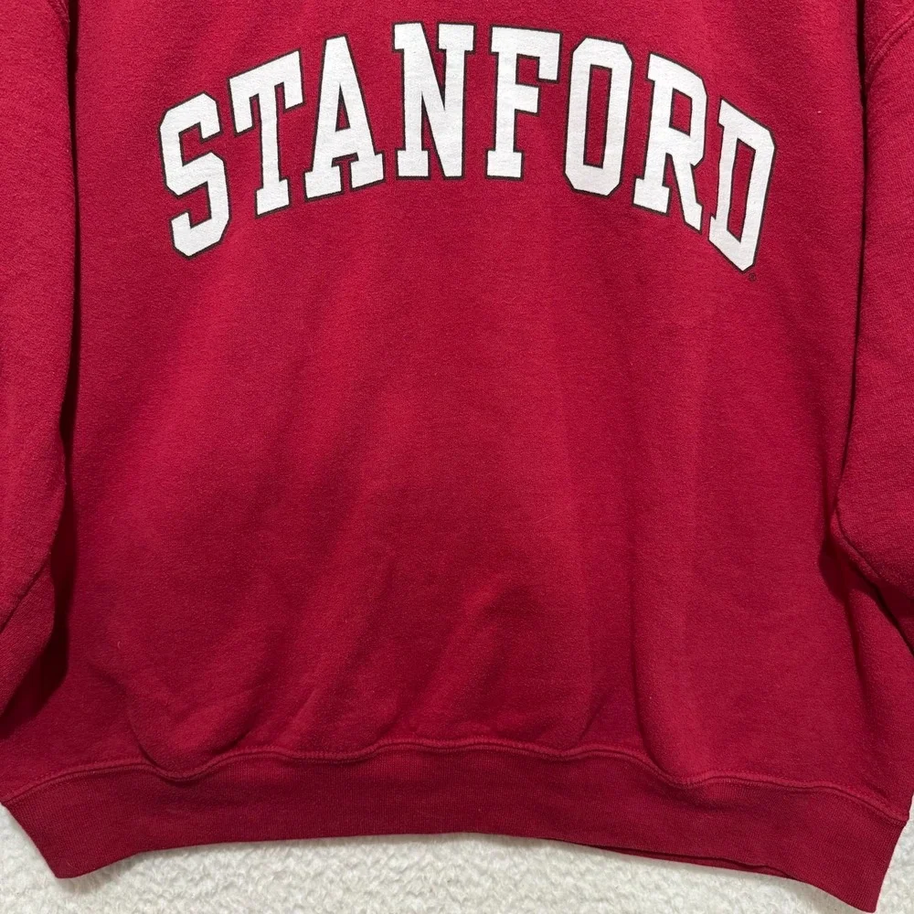 Vintage 90s Stanford University Mens‎ L Red Sweater Pullover Campus Colors Logo